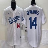 Nike Los Angeles Dodgers #14 Enrique Hernandez white majestic baseball jerseys (2)