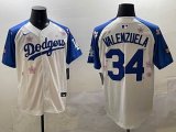 2025 Nike Los Angeles Dodgers 34 Fernando Valenzuela white blue fashion majestic baseball jerseys Sakura plate 01