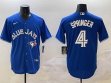 Nike Toronto Blue Jays #4 Issued Springer blue Majestic baseball jerseys-BD