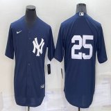 Nike New York Yankees #25 blue majestic baseball Jersey-BD