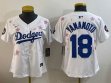 Youth 2025 Nike Los Angeles Dodgers #18 Yoshinobu Yamamoto white fashion majestic baseball jerseys Sakura plate 01
