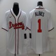 Nike Atlanta Braves #1 Ozzie Albies white majestic baseball Jersey