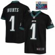 2023 super bowl Youth Nike Philadelphia Eagles #1 Jalen Hurts black Color Rush Limited Jersey