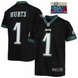 2023 super bowl Youth Nike Philadelphia Eagles #1 Jalen Hurts black Color Rush Limited Jersey