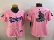 Youth 2025 Nike Los Angeles Dodgers blank pink fashion majestic baseball jerseys Sakura plate 03