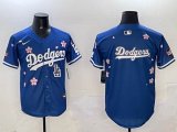 2025 Nike Los Angeles Dodgers blank blue fashion majestic baseball jerseys Sakura plate 01