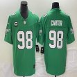 Nike Philadelphia Eagles #98 Jalen Carter Green throwback Color Rush Limited Jersey C Patch-BD