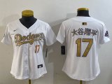 Youth 2025 Nike Dodgers #17 Shohei Ohtani white gold fashion majestic baseball jerseys