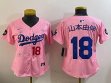 Youth 2025 Nike Los Angeles Dodgers #18 Yoshinobu Yamamoto pink fashion majestic baseball jerseys Sakura plate