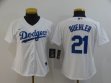 Women Nike Los Angeles Dodgers #21 Walker Buehler white majestic baseball jerseys