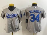 Women Nike Los Angeles Dodgers #34 Fernando Valenzuela gray MLB baseball Jersey