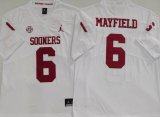 Oklahoma Sooners #6 Baker Mayfield white college football jerseys