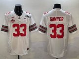 Ohio State Buckeyes #33 Jack Sawyer white college football jerseys with 2025 championship patch