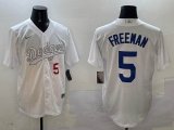 Los Angeles Dodgers #5 Freddie Freeman white fashion Nike majestic baseball Jersey-BD
