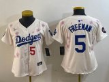 Youth Dodgers #5 Freddie Freeman beige fashion majestic baseball jerseys Sakura plate