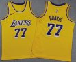 Youth Nike Los Angeles Lakers Luka Doncic #77 Yellow NBA Basketball jerseys HL