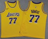 Youth Nike Los Angeles Lakers Luka Doncic #77 Yellow NBA Basketball jerseys HL
