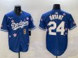 Los Angeles Dodgers #24 an #8 Kobe Bryant blue fashion majestic baseball jerseys Sakura plate 01