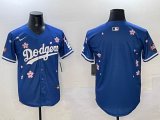 2025 Nike Los Angeles Dodgers blank blue fashion majestic baseball jerseys Sakura plate 04