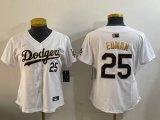 Women Dodgers #25 Tommy Edman Nike white gold fashion baseball Jersey-BD