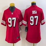 Women Nike 49ers #97 Nick Bosa throwback red Color Rush Limited Jersey -BD