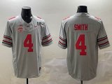 Ohio State Buckeyes #4 Jeremiah Smith gray college football jerseys with 2025 championship patch