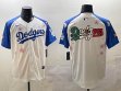 2025 Nike Los Angeles Dodgers blank white blue fashion majestic baseball jerseys Sakura plate 01