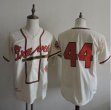 New Atlanta Braves #44 Hank Aaron throwback beige baseball jersey