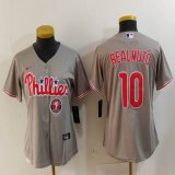 Women Nike Philadelphia Phillies #10 J.T. Realmuto gray majestic baseball jersey