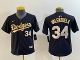 Youth Nike Los Angeles Dodgers 34 Fernando Valenzuela black gold baseball jersey
