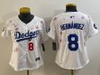 Women 2025 Nike Los Angeles Dodgers #8 Enrique Hernandez white fashion majestic baseball jerseys Sakura plate 01