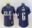 Youth Nike Cleveland Indians #6 Fry blue majestic baseball jersey -BD