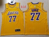 Youth Nike Adult Los Angeles Lakers Luka Doncic #77 Yellow NBA Basketball jersey