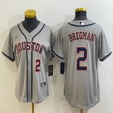 Youth Nike Houston Astros #2 Alex Bregman gray majestic baseball Jersey 01