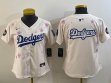 Women 2025 Nike Los Angeles Dodgers beige majestic baseball jerseys Sakura plate 02