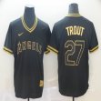 Nike Los Angeles Angels #27 Mike Trout black gold baseball jersey